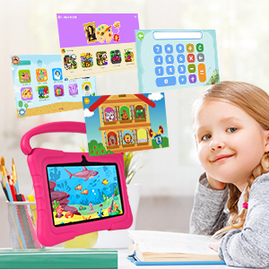 Custom 7 Inch 1024*600IPS Kids Children Educational Android 12 Tablet PC