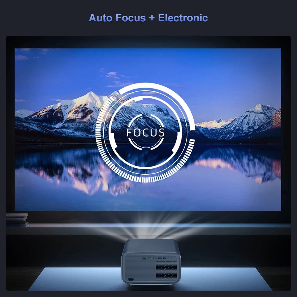 4.45inch LCD 1080P Projector 1000ANSI 4k 8k Video Support Auto Focus Keystone HD USB for Home/Movie/Office/Classroom Android 12
