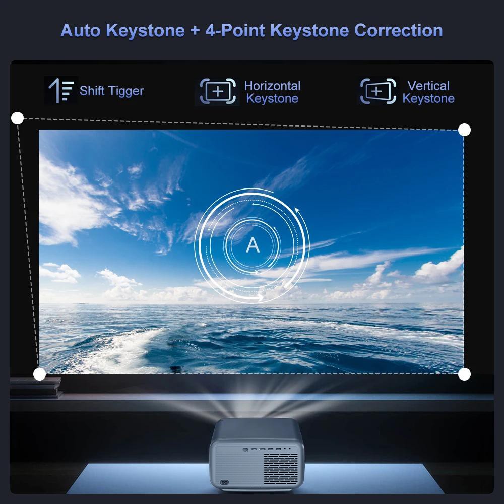 4.45inch LCD 1080P Projector 1000ANSI 4k 8k Video Support Auto Focus Keystone HD USB for Home/Movie/Office/Classroom Android 12