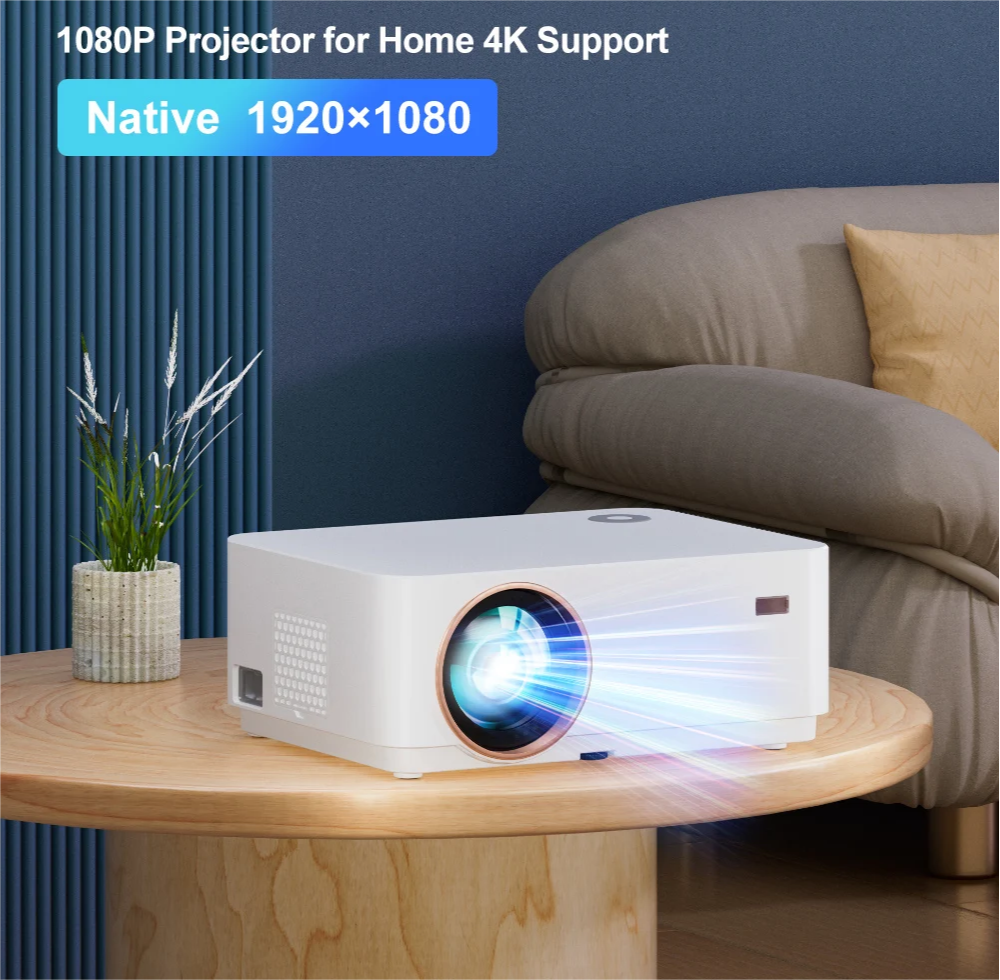 Mini 1080P HD LCD Projector Electric Focus 4D Keystone Auto WiFi Bt 500Ansi Lumens for Movie/Office Smart Home Theater Projector