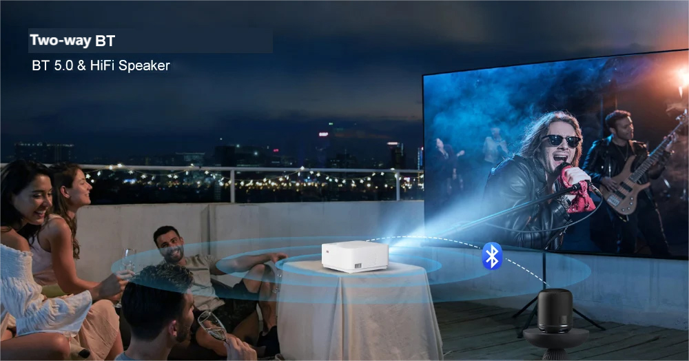 Mini 1080P HD LCD Projector Electric Focus 4D Keystone Auto WiFi Bt 500Ansi Lumens for Movie/Office Smart Home Theater Projector