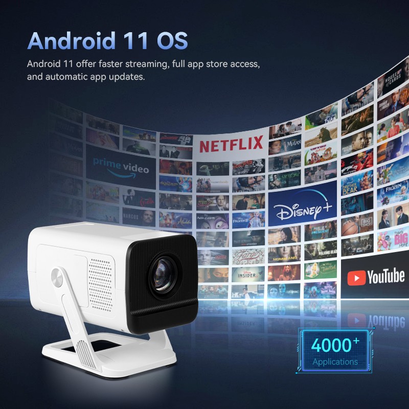 170ANSI Lumens LCD Mini Portable Proejctor WiFi 6 Bt Auto Keystone 3W Speaker HD USB Ports LED Lamp 720p Smart Projector Proyector