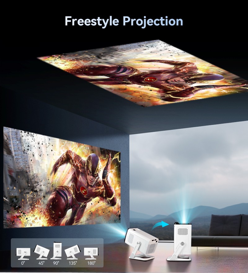 170ANSI Lumens LCD Mini Portable Proejctor WiFi 6 Bt Auto Keystone 3W Speaker HD USB Ports LED Lamp 720p Smart Projector Proyector