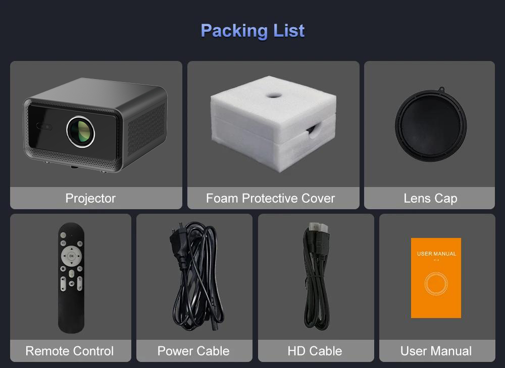 Mini 1080P HD LCD Projector Electric Focus 4D Keystone Auto WiFi Bt 500Ansi Lumens for Movie/Office Smart Home Theater Projector