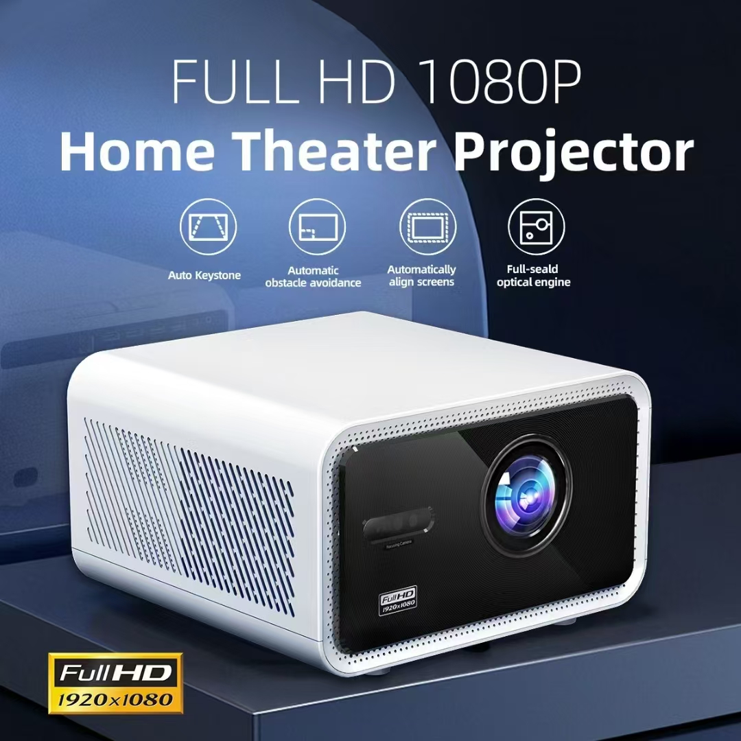 Mini 1080P HD LCD Projector Electric Focus 4D Keystone Auto WiFi Bt 500Ansi Lumens for Movie/Office Smart Home Theater Projector